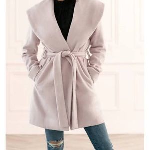 Rachel Parcell Purple Tie Waist Wool Coat